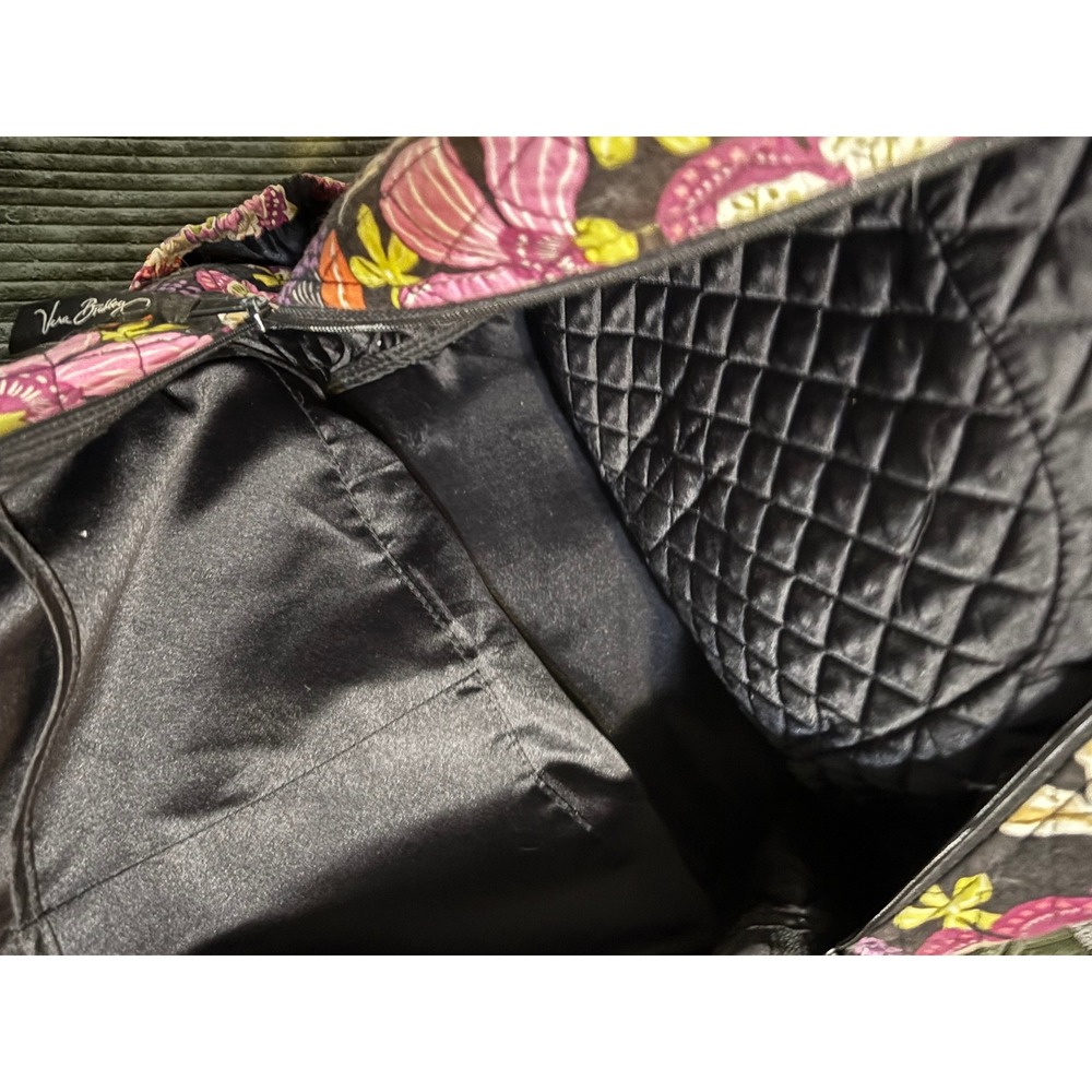 Vera Bradley Campus Backpack Womens Large Black Pink Floral Quilted Cotton Bag - Picture 4 of 4